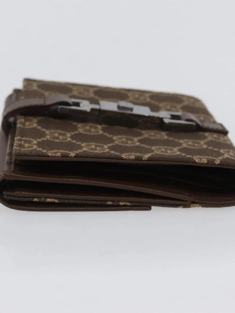 GUCCI GG Canvas Jackie Wallet Brown Silver 035 2773 2131 Auth am10798V